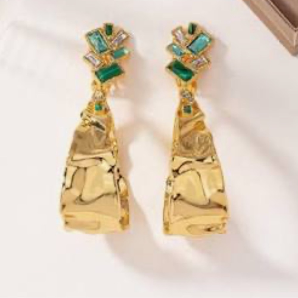 Alexis Bittar Gold Earrings with Green Accents brand new